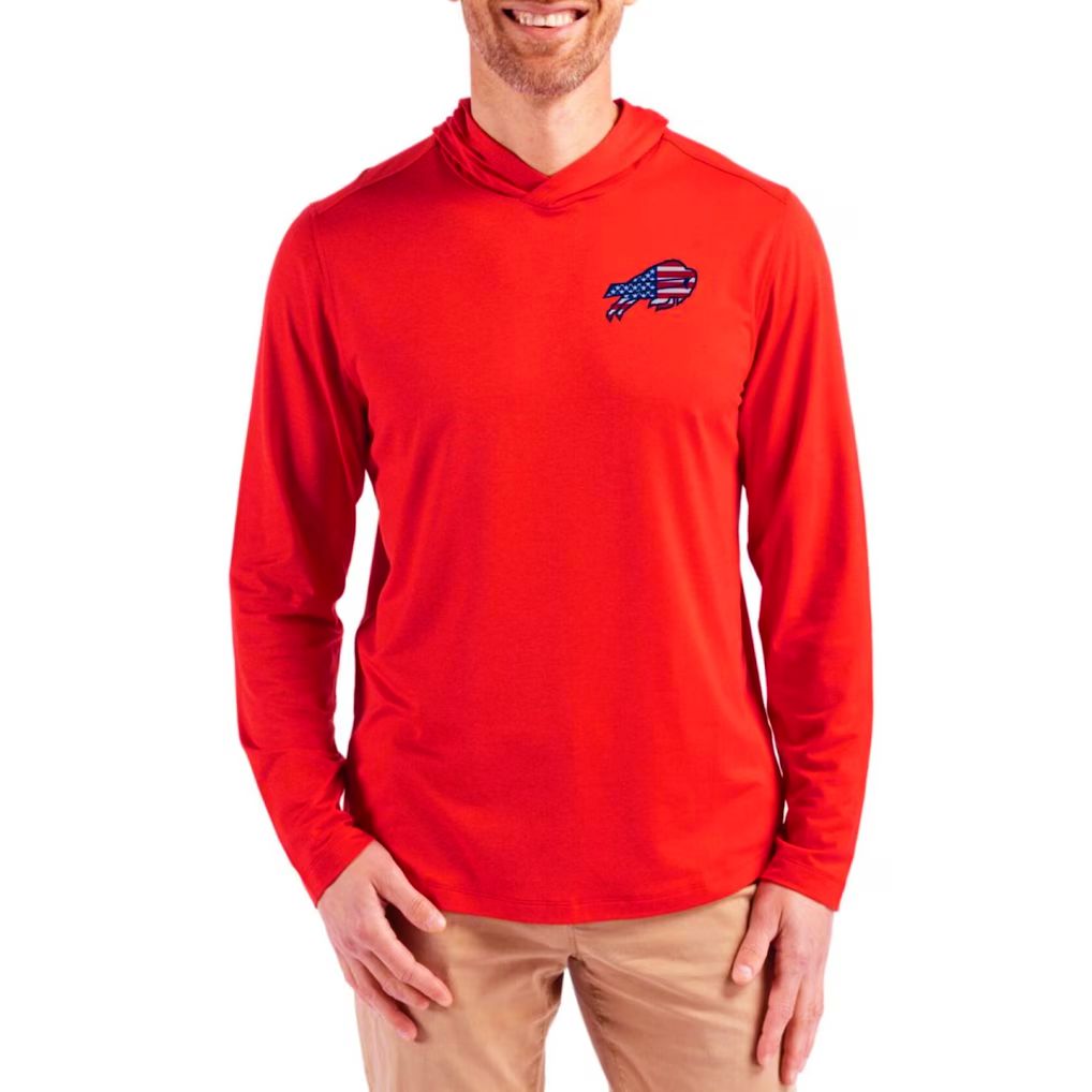 Men 2026 NFL Buffalo Bills Hooded long sleeved T-shirt red 001